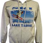 Ski Lake Tahoe Full-Zip Hoodie, Ash