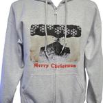 Polar Bear Merry Christmas Full-Zip Hoodie, Ash