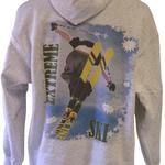 X-TREME Front Pocket, Pull-over Hoodie, "Stripe Skis", Ash