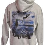 X-TREME Front Pocket, Pull-over Hoodie, "Blue Lake", Ash