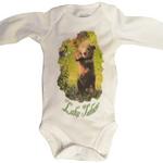 Bear & Flower Baby Onesie, Long Sleeve, White