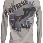 "Blue Shards" X-TREME Cotton Tee, Long-Sleeve, Grey, large image on back