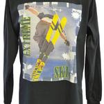 "Stripe Skis" X-TREME Long-Sleeve Cotton Tee,  Black, large image on front