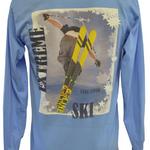 "Stripe Skis" X-TREME Long-Sleeve Cotton Tee,  Carolina Blue, large image on back