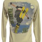 "Stripe Ski" X-TREME Cotton Tee, Long-Sleeve, Sand, large image on back